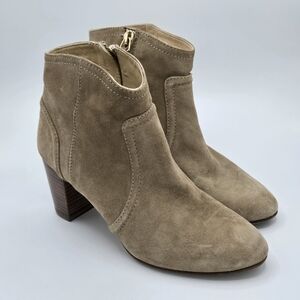 Massimo Dutti Beige Suede Ankle Booties